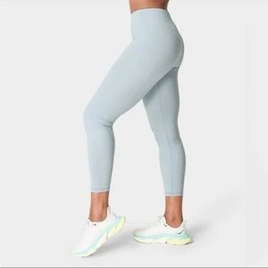 NWT Sweaty Betty Athlete 7/8 Seamless Workout Leggings Smoke Blue Marl New $78 M